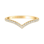 ArtCarved 14K Yellow Gold Diamond Curved V-Shaped Wedding Band Size 6.5 - view 3