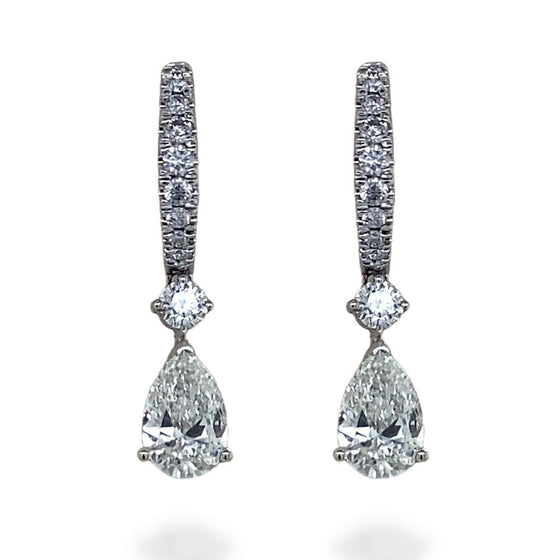 Diamond Designs White 14 Karat Gold Diamond Drop Earrings *