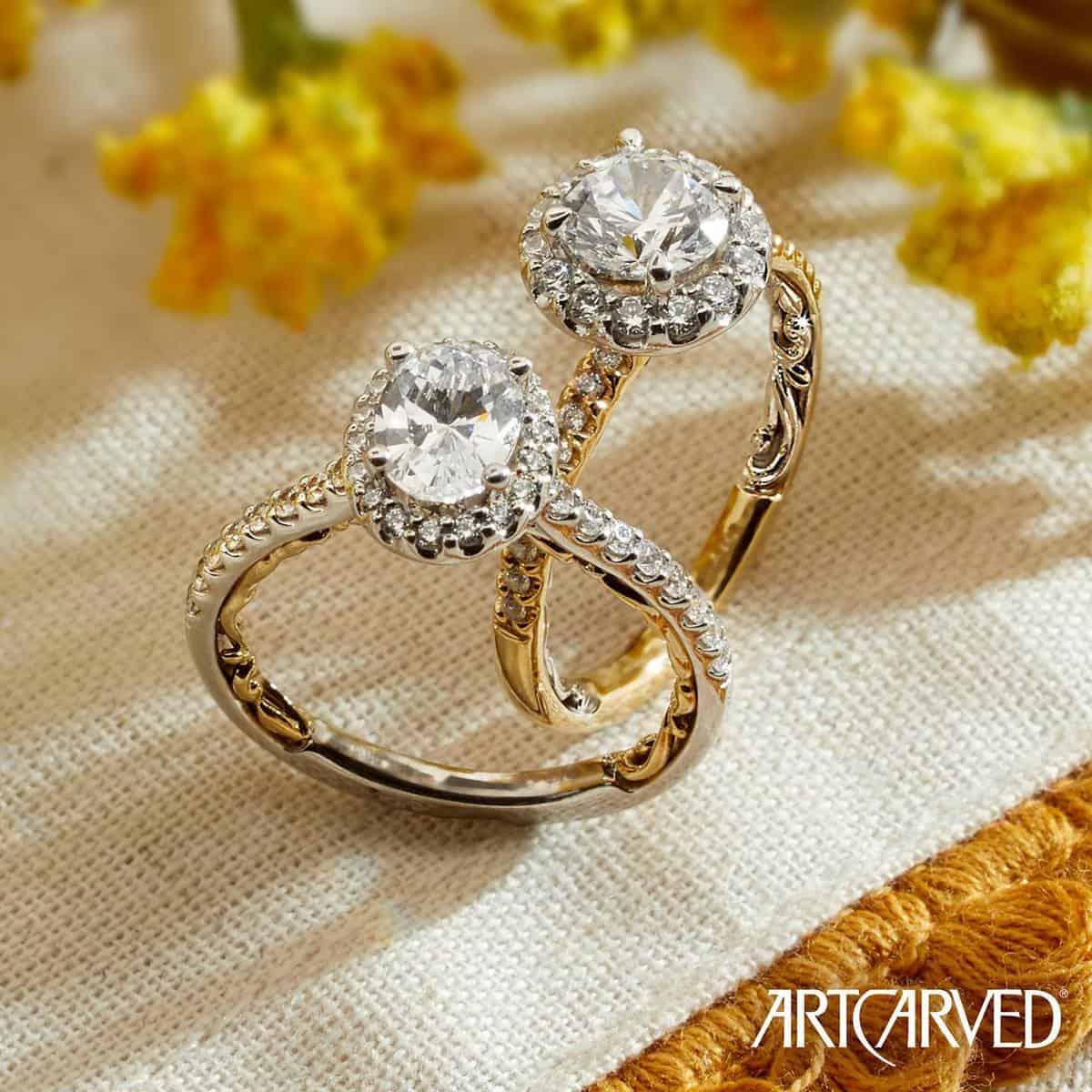ArtCarved "Falyn" White & Yellow 14 Karat Gold Diamond Engagement Ring Mounting Size 6.5 - view 2