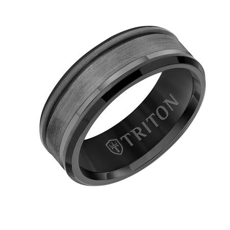 Triton Gun Metal & Rose Tungsten Carbide Wedding Band Size 10 *