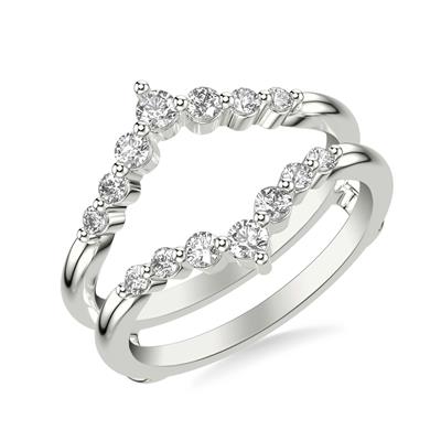 ArtCarved 14 Karat White Gold Curved Diamond Wedding Band Insert Size 6.5*