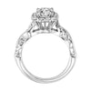 ArtCarved White 14 Karat Gold Diamond Engagement Ring Mounting Size 6.5 *