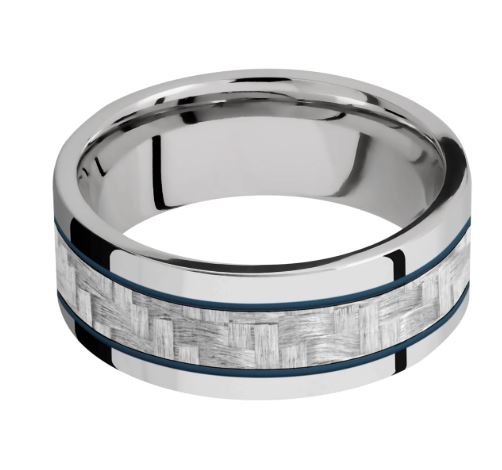 Lashbrook White Titanium Carbon Fiber Wedding Band Size 10 * - view 2