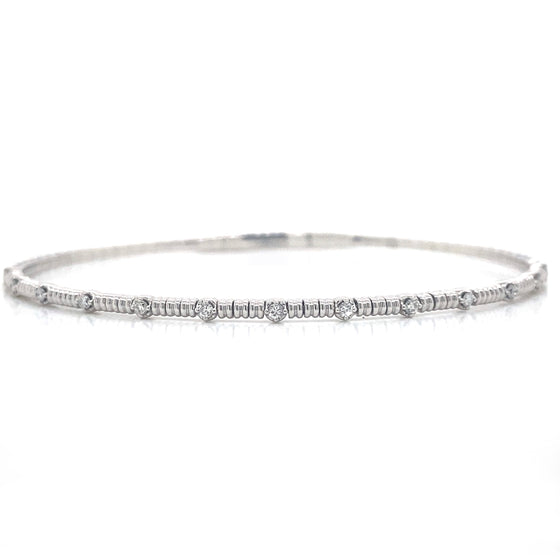 Diamond Designs White 14 Karat Gold 0.2ctw Diamond Flexible Bangle Bracelet *