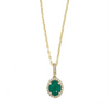 Diamond Designs Yellow Gold Oval Emerald and Diamond Halo Pendant*