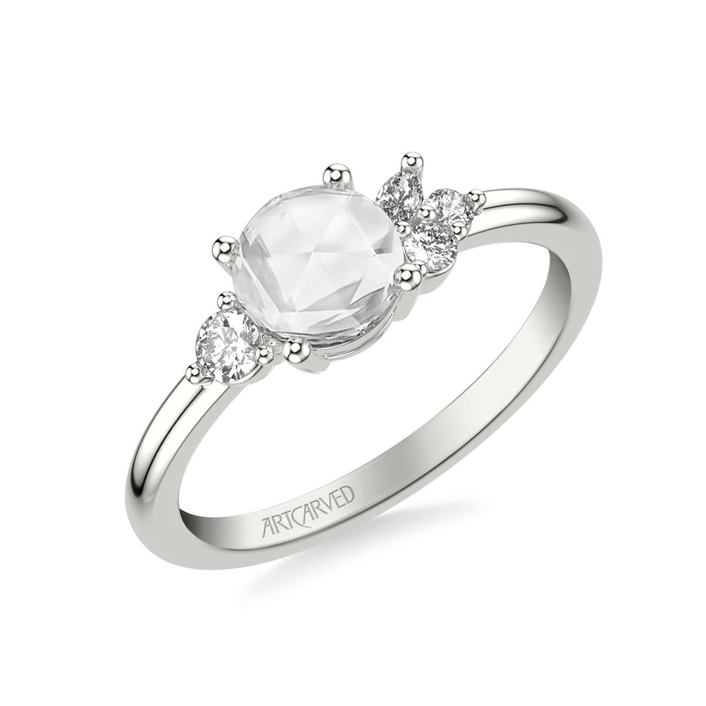 ArtCarved Round White 14 Karat Gold Accented Diamond Engagement Ring Size 6.5