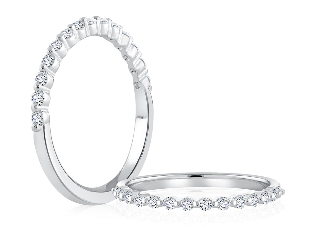 White 14 Karat Gold Wedding Band Size 6 Full Anniversary 0.70ctw