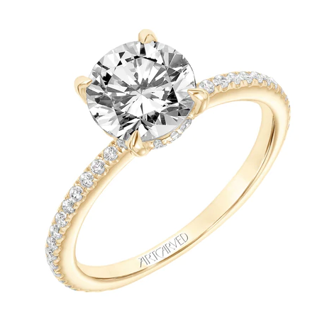 ArtCarved "Chelsea" Yellow 14 Karat Gold Diamond Engagement Ring Mounting Size 6.75