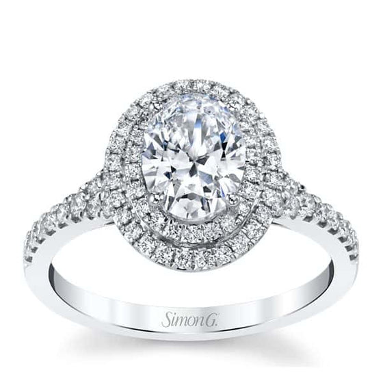 Simon G. MR2884 White Gold Diamond Double Halo Engagement Ring Mounting Size 6.5*
