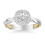 ArtCarved "Ainsley" White & Yellow 14 Karat Gold Diamond Engagement Ring Mounting Size 6.5 - view 3