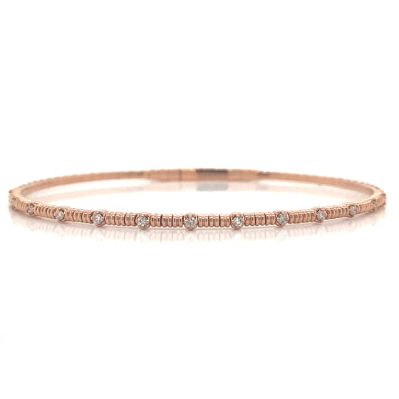 Diamond Designs Rose 14 Karat Gold 0.19ctw Diamond Flexible Bangle Bracelet *