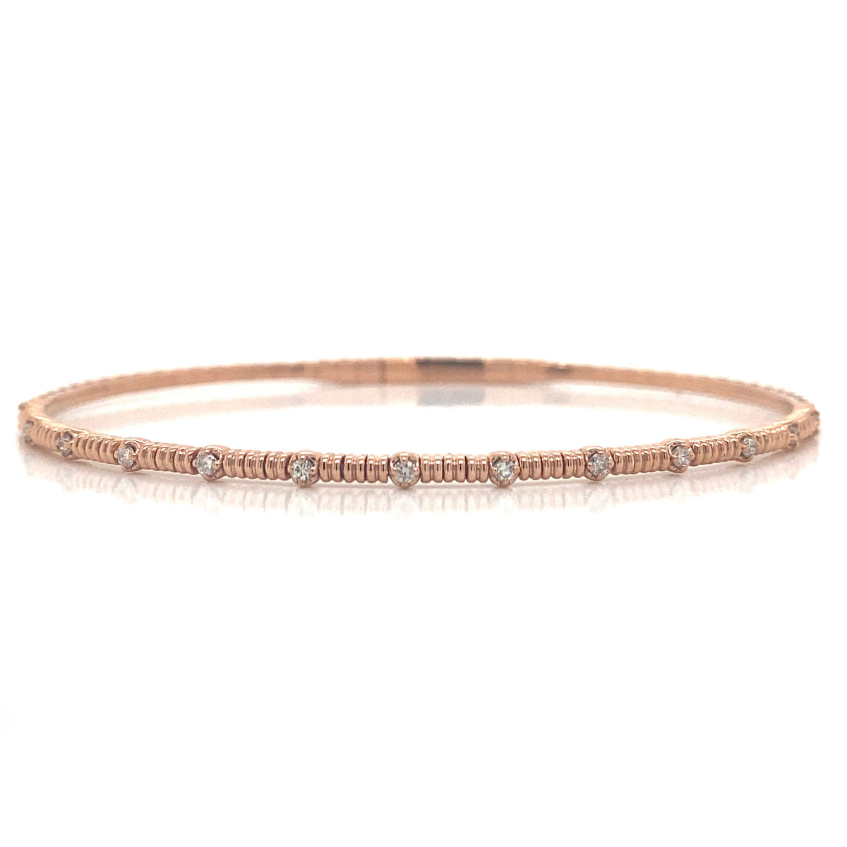Diamond Designs Rose 14 Karat Gold 0.19ctw Diamond Flexible Bangle Bracelet *