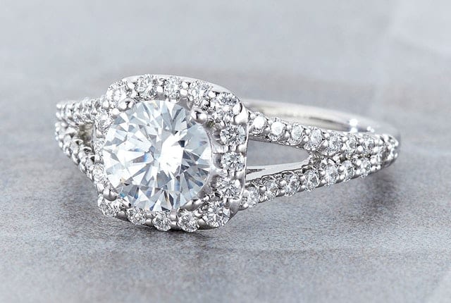 Ritani White 14 Karat Gold Diamond Engagement Ring Mounting Size 6.5 * - view 2