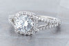 Ritani White 14 Karat Gold Diamond Split Shank Engagement Ring Mounting Size 6.5 *
