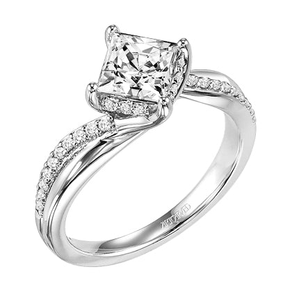 ArtCarved "Stella" White 14 Karat Gold Diamond Engagement Ring Mounting Size 6.5