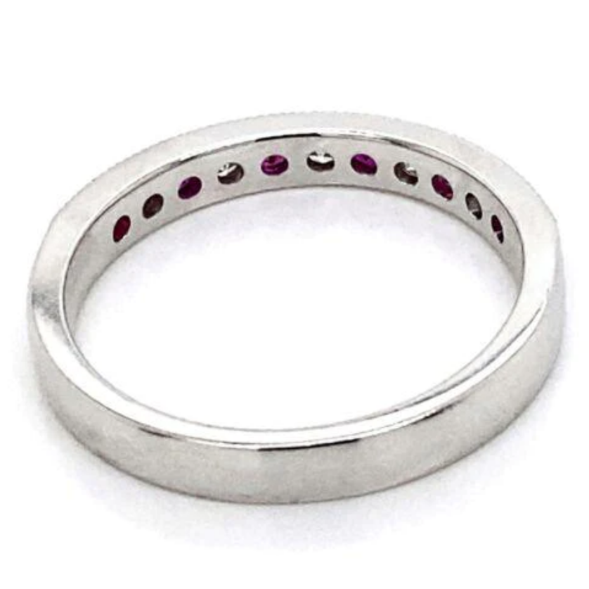14K White Gold Ruby, Diamond Wedding Bands, view 4, from Diamond Designs