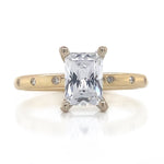 Yellow & White 18 Karat Gold Diamond Engagement Ring Mounting Size 6.5 *