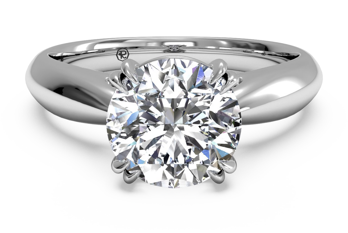 Ritani White 14 Karat Gold Solitaire Engagement Ring Mounting Size 5.5 *