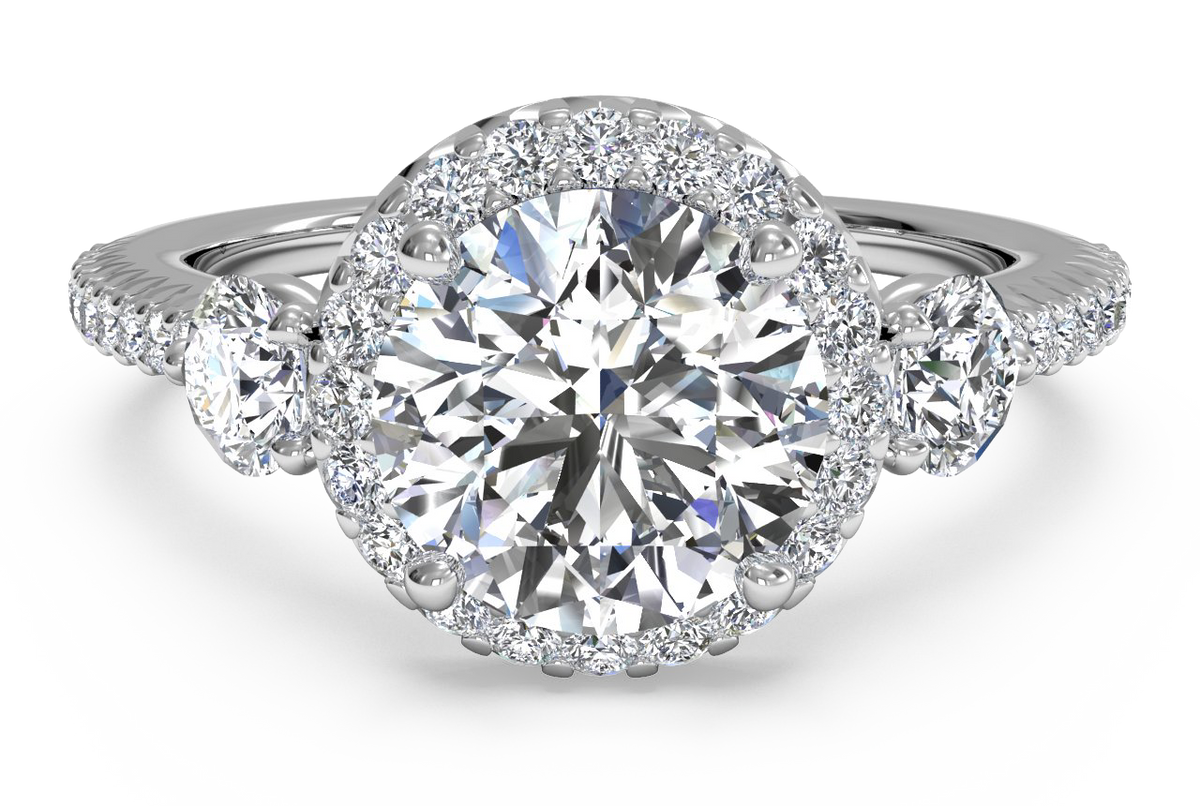 Ritani White 14 Karat Gold Diamond Engagement Ring Mounting Size 6.5 *
