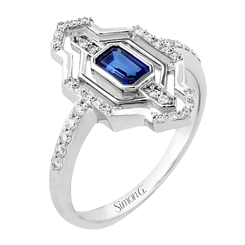 Simon G. LR3255 Sapphire and Diamond Ring Size 6.5*