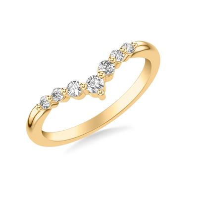 14 Karat Yellow Gold Curved Diamond Wedding Band Size 6.5