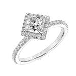 ArtCarved "Joy" White 14 Karat Gold Diamond Engagement Ring Mounting Size 6.5