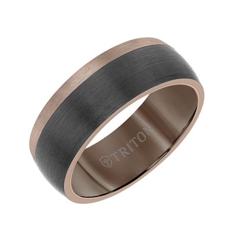 Triton Black & Gray Tungsten Carbide Wedding Band Size 10 *