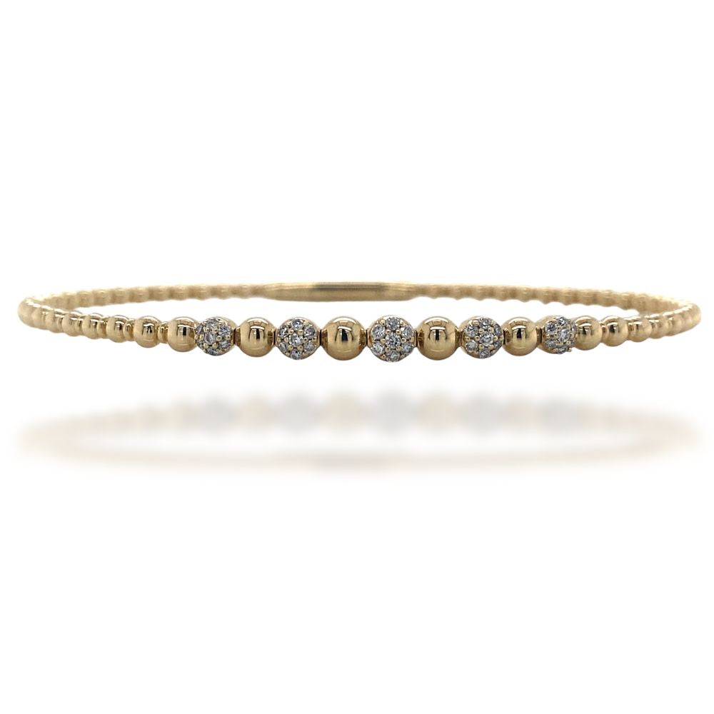 Diamond Designs Yellow 14 Karat Gold Diamond Beaded Design Bracelet *