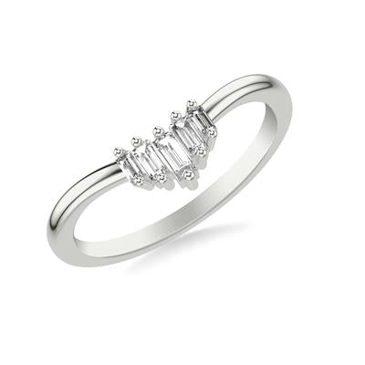 ArtCarved White 14K Gold Baguette Diamond Tiara Curved Wedding Band Size 6.5