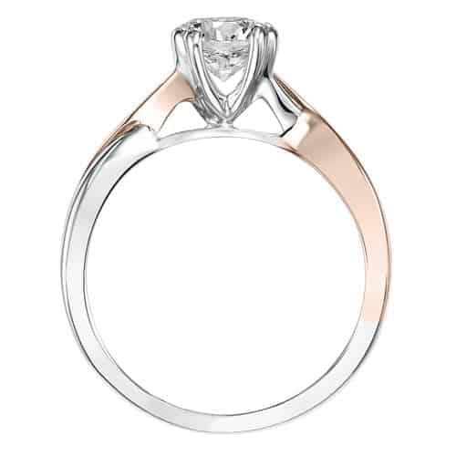 ArtCarved White & Rose 14 Karat Gold Diamond Engagement Ring Mounting Size 6.5 *