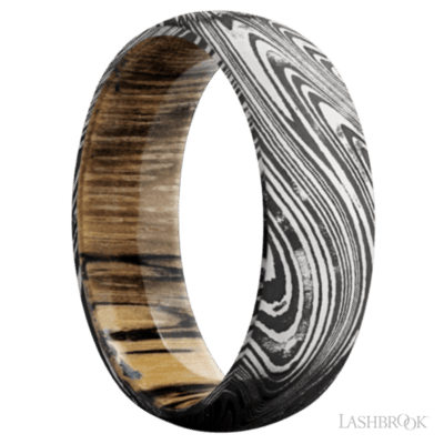 Lashbrook Damascus Steel Tamarind Sleeve Wedding Band Size 10 *