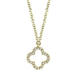 Shy Creation Yellow 14 Karat Gold Diamond Clover Pendant *