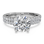 Ritani White 18 Karat Gold Diamond Engagement Ring Mounting Size 6.5 *