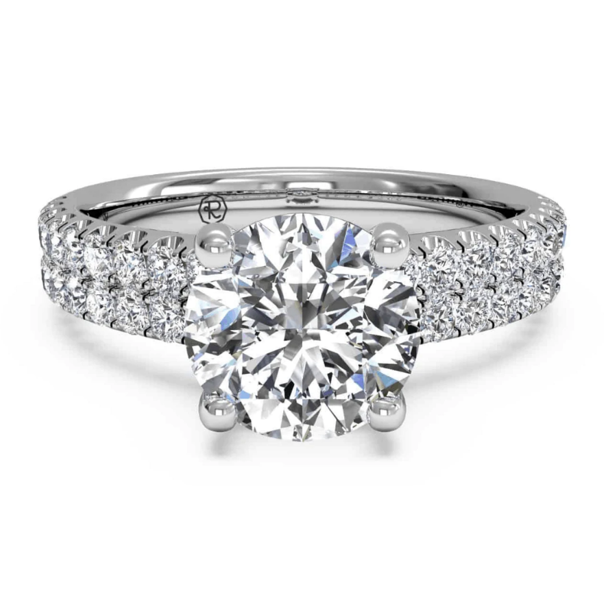 Ritani White 18 Karat Gold Diamond Engagement Ring Mounting Size 6.5 *