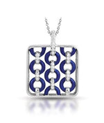 Meridian Sterling Silver Blue Enameled Square Pendant