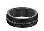 Triton Black Tungsten Carbide Blk Sapphire Wedding Band Size 10.5 * - view 2