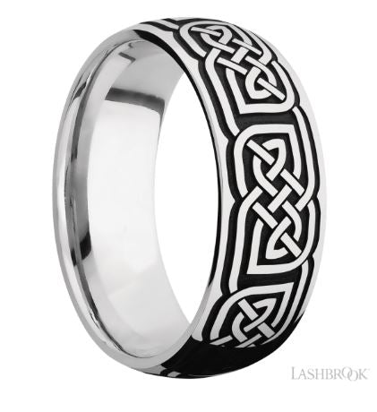 Lashbrook White Cobalt Chrome Black Celtic 17 Wedding Band Size 10 * - view 2