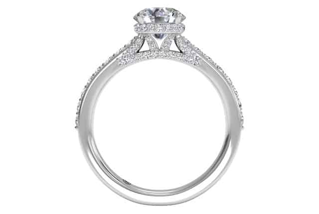 Ritani White 14 Karat Gold Diamond Engagement Ring Mounting Size 6.5 * - view 3