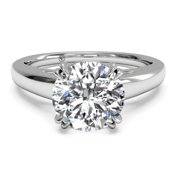Ritani White 14 Karat Gold Solitaire Engagement Ring Mounting Size 6.5 *