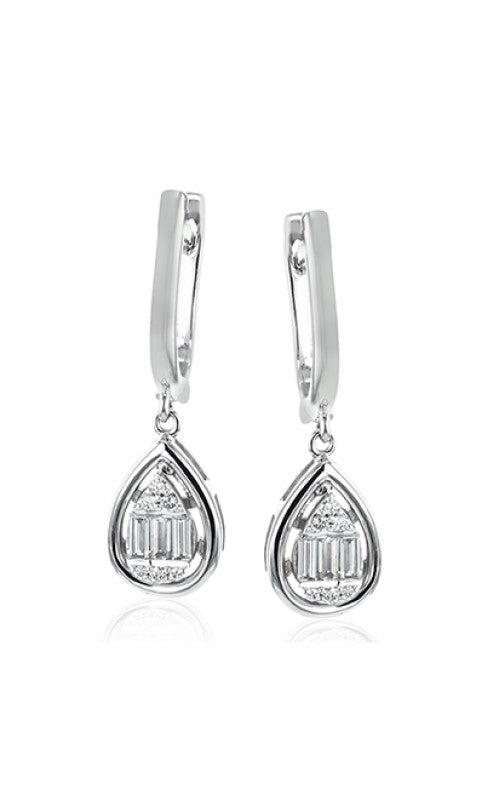 Simon G. LE4586 White Gold Diamond Cluster Drop Earrings* - view 2