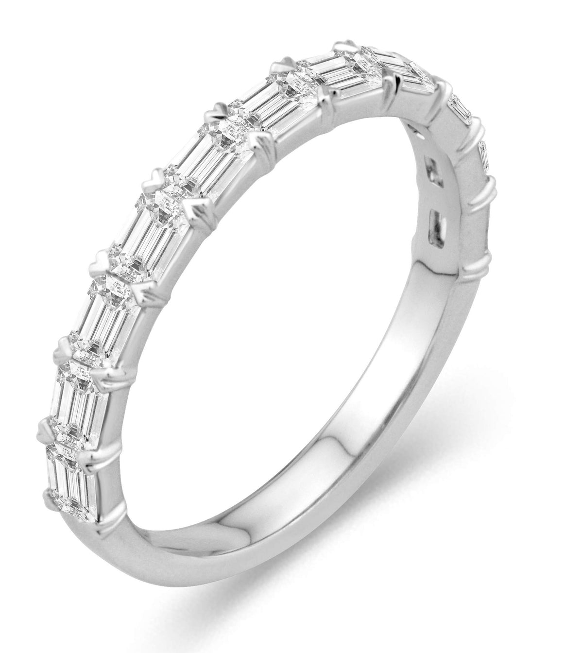 Diamond Designs White 18 Karat Gold Emerald Cut Diamond Wedding Band Size 6.5