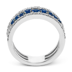 Simon G LR2303 White Gold Diamond and Sapphire Cluster Fashion Ring Size 6.5* - view 3