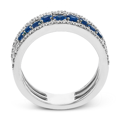 Simon G LR2303 White Gold Diamond and Sapphire Cluster Fashion Ring Size 6.5* - view 3