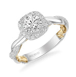 ArtCarved "Ainsley" White & Yellow 14 Karat Gold Diamond Engagement Ring Mounting Size 6.5