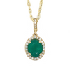 Diamond Designs Yellow Gold Oval Emerald and Diamond Halo Pendant*