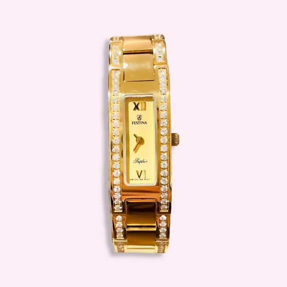 Mollie Francine Festina Solid 18K Yellow Gold and Diamond Watch