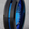Triton Black Tungsten Carbide Blue Inlay Wedding Band Size 10 *
