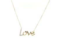 14k Yellow Gold 18 inch Necklace with Gold and Diamond Love Symbol