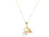 Pendant with Three Dolphins in 10k Tri Color Gold