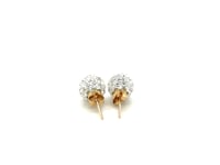 14k Yellow Gold Stud White Crystal Ball Earrings